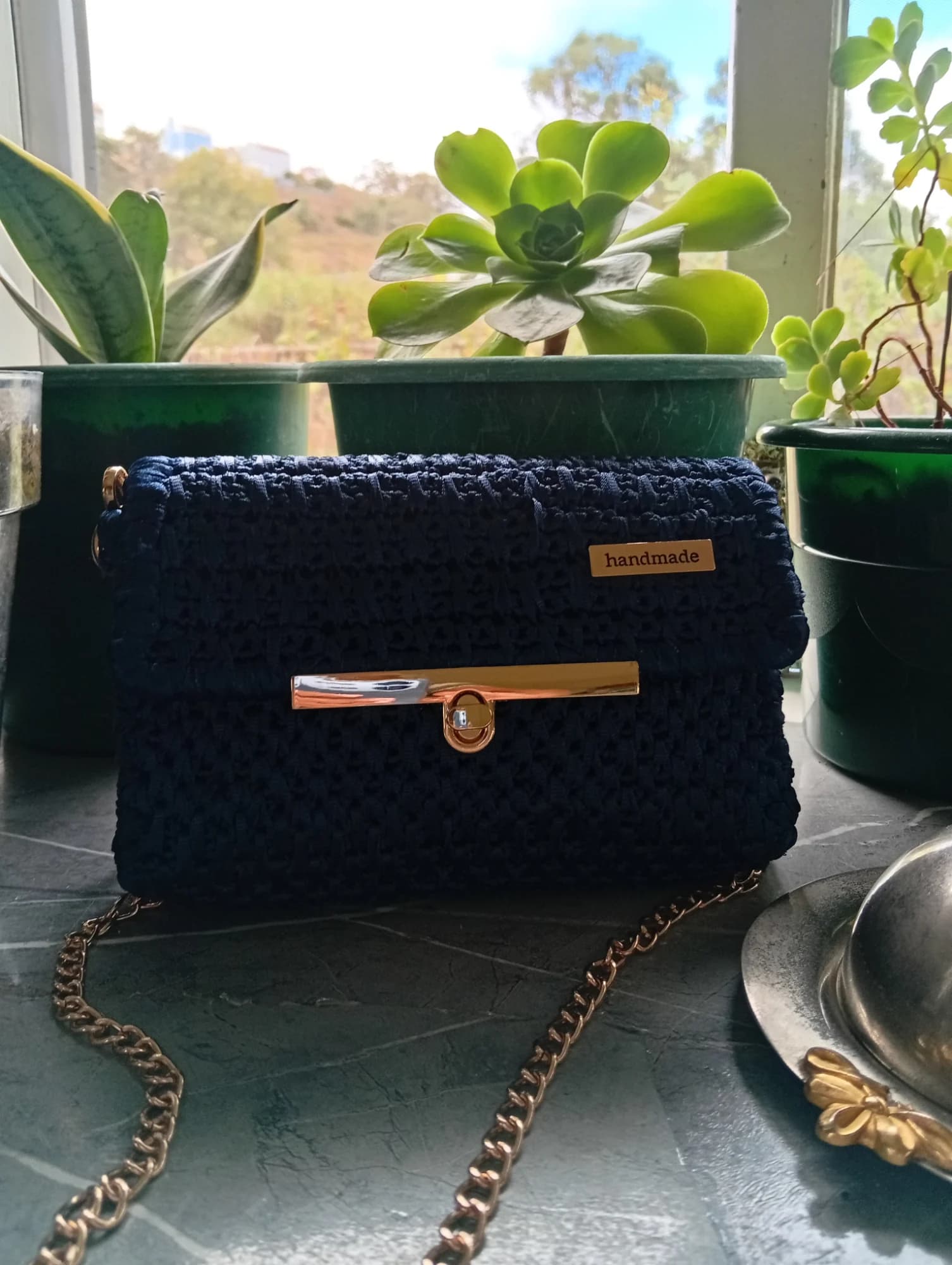 Bolsa artesanal "Maré Azul"